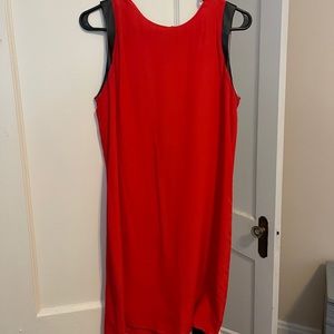 Lavender Brown S red dress with leather piping